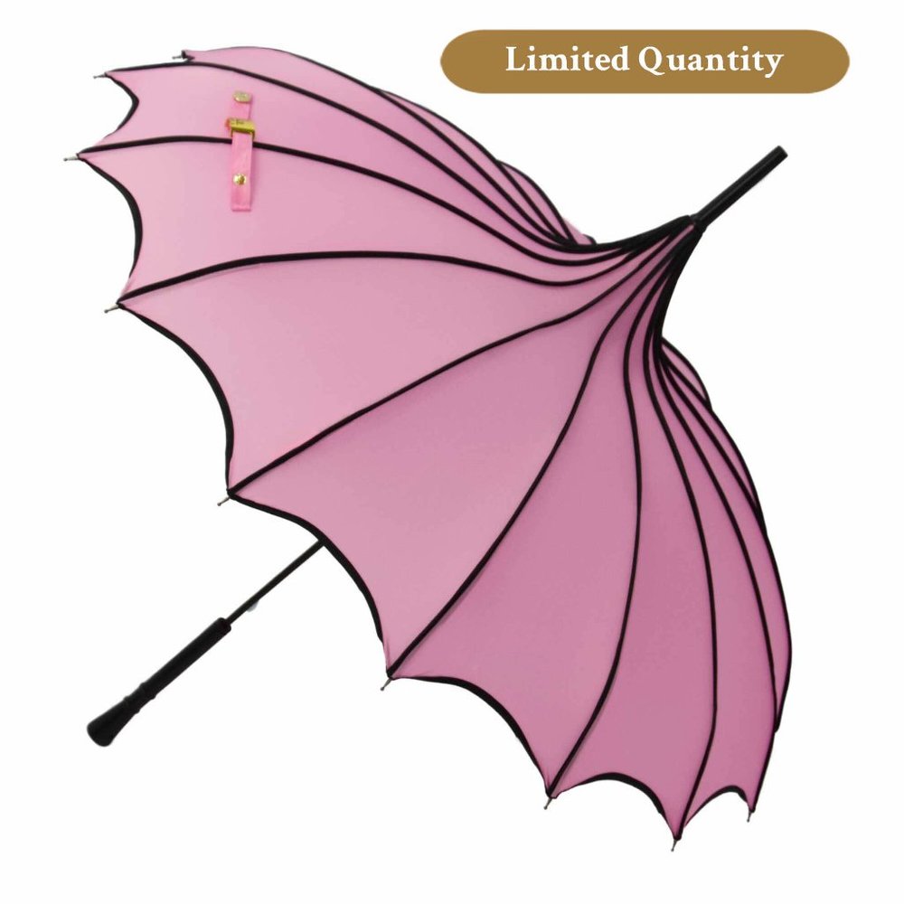 Pink with Black Encased Trim with Scalloped Edge Parasol (Cosmetic Blemish)